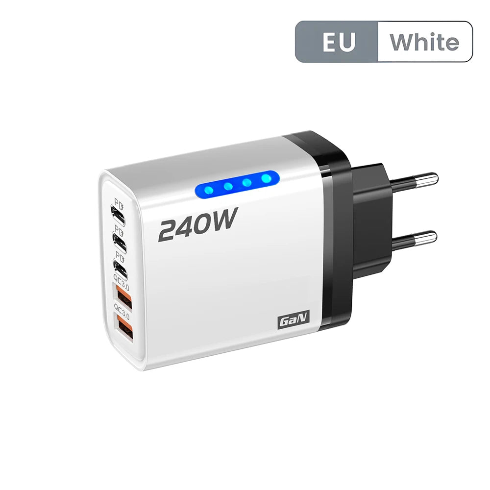 5 Ports USB C PD Charger Quick Charge 3.0 Type C USB Phone Chargers Fast Charging Adapter For iPhone 16 15 Samsung Xiaomi Huawei