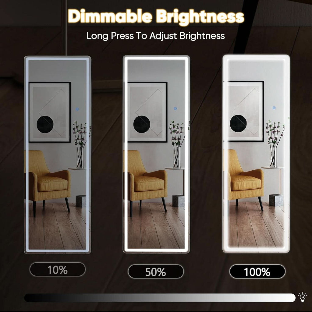 LED 20x63 Full Length Mirror With 3 Color Lights For Bedroom
