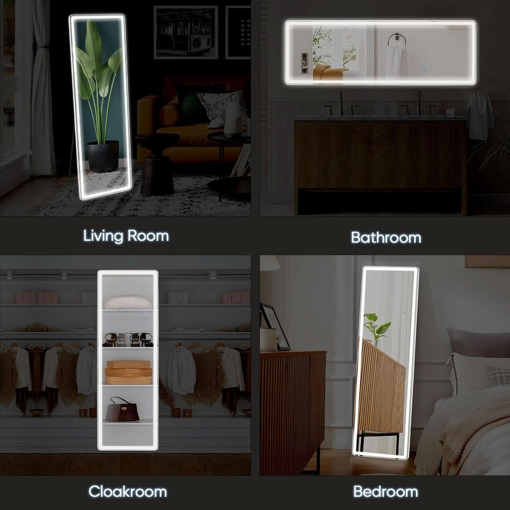 LED 20x63 Full Length Mirror With 3 Color Lights For Bedroom